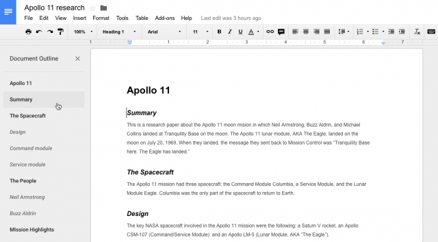 Google Docs UI -web application development example